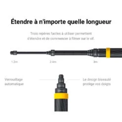 Perche Invisible INSTA360 - Edition étendue 3m Carbone -Dashcam Magasin perche invisible selfie stick insta360 edition etendue 3m 5