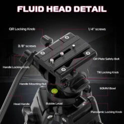 Trépied Vidéo Ulanzi MT-81 Avec Tête Fluide -Dashcam Magasin trepied video ulanzi mt 81 avec tete fluide 2